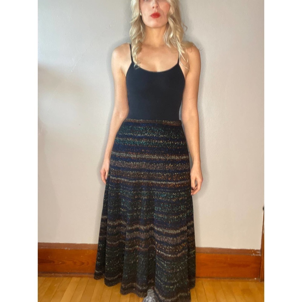 VINTAGE Coldwater Creek Petite Medium Maxi Sparkle Rainbow Skirt